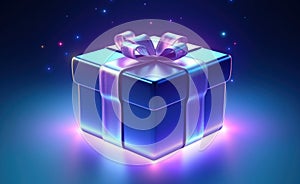 Purple magic gift box. Illustration AI Generative