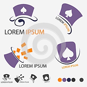 Purple Magic Hat Of Magician Logo Set