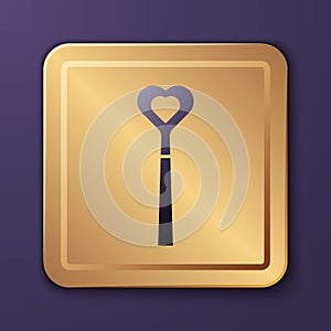 Purple Magic wand icon isolated on purple background. Star shape magic accessory. Magical power. Gold square button