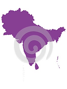 Purple map of South Asia