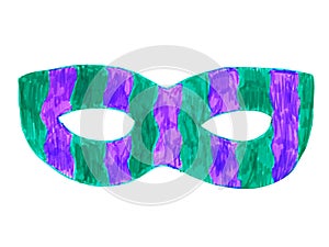 purple mask for mardi gras carnival with felt-tip pens illustration