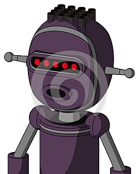 Purple Mech With Bubble Head And Round Mouth And Visor Eye And Pipe Hair