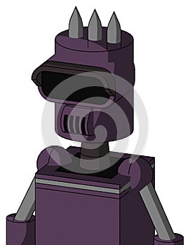 Purple Mech With Cylinder Head And Speakers Mouth And Black Visor Eye And Three Spiked