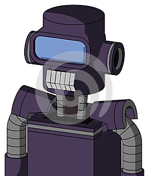 Purple Mech With Cylinder Head And Teeth Mouth And Large Blue Visor Eye