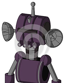 Purple Mech With Multi-Toroid Head And Pipes Mouth And Black Visor Cyclops And Single Antenna