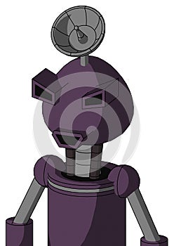 Purple Mech With Rounded Head And Happy Mouth And Angry Eyes And Radar Dish Hat