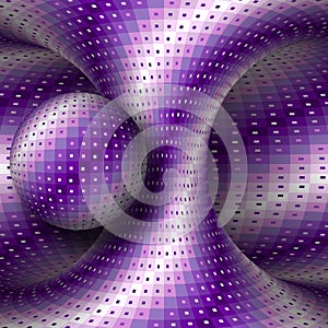 Purple metallic hyperboloid and sphere. Vector optical illusion illustration