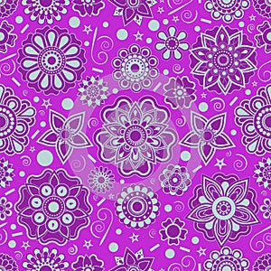 Purple monochrome mandala floral pattern