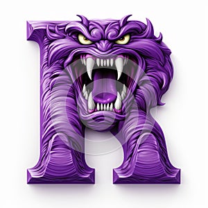 Purple Monster Letter R In 3d Illustration