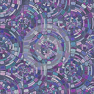 Purple Mosaic Radial Seamless Tiling Pattern