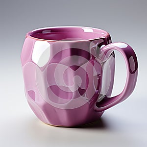 Purple Mug In Vray Tracing Style: Cubist Faceting And Exquisite Craftsmanship