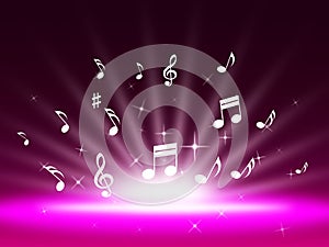 Purple Music Backgrond Shows Singing Melody And Pop