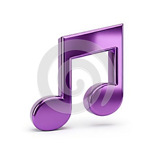 Purple musical eighth note on white background symbol