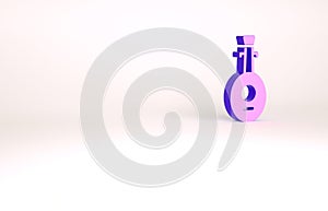 Purple Musical instrument lute icon isolated on white background. Arabic, Oriental, Greek music instrument. Minimalism