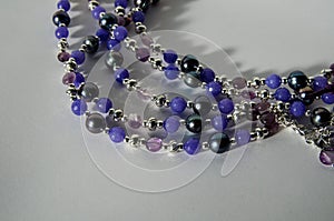 Purple necklace made with pearls and amethyst beads