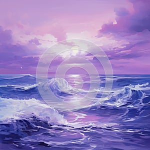 Purple Neoclassicism Seascape Abstract Painting