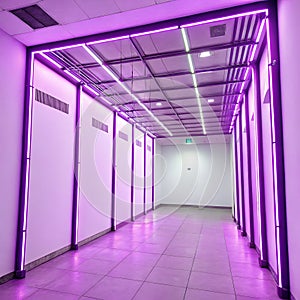 A Purple Neon-Lit Room Isolated on White Background