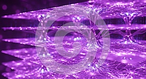 Abstract purple network structure with glowing connections representing data flow system