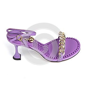Purple New Fashionable Women's High Heels With Gold Chain on white background
