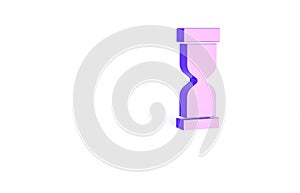 Purple Old hourglass with flowing sand icon isolated on white background. Sand clock sign. Business and time management