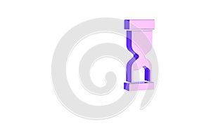 Purple Old hourglass with flowing sand icon isolated on white background. Sand clock sign. Business and time management