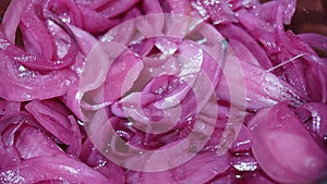 Purple onion slices, texture background