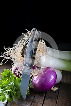 Purple onions and leeks