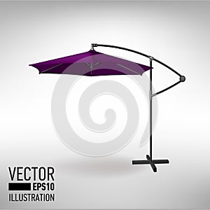 Purple open umbrella for garden and beach cafe. Vector illustration