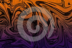 Purple and orange gradient with black curving lines creating spooky shapes