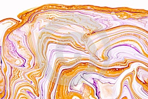 Purple and orange vibrant abstract marbled texture. Luxurious granite, natural stone wave pattern.