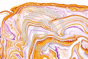 Purple and orange vibrant abstract marbled texture. Luxurious granite, natural stone wave pattern. photo