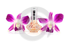 Purple orchid and Orange Perfume bottles.