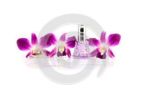 Purple orchid and Purple Perfume bottles.