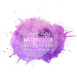 Purple paint splatter background vector. Watercolor splatter vector background for text, banner label, logo design