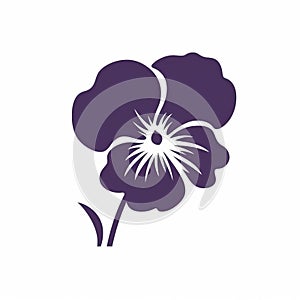 Purple Pansy Flower Icon Vector Illustration - Minimalistic Graphic Design