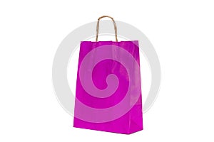 A purple paper gift bag with handles