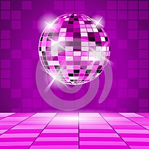 Purple Party background with disco ball