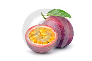 Purple passion fruit with cut in half