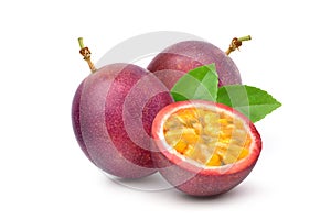 Purple passion fruit with cut in half