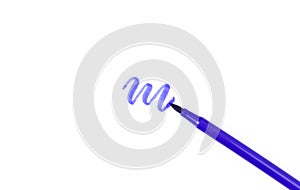 Purple pen marker isolated on white background