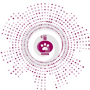 Purple Pet shampoo icon isolated on white background. Pets care sign. Dog cleaning symbol. Abstract circle random dots