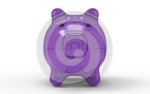 Purple Piggy bank to save money economy finance and savings concept 3D illustration
