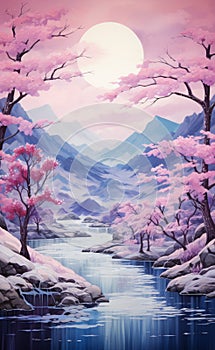 Purple Pink Blue Lilac Romantic Natural Wallpaper background. Elegant Springtime