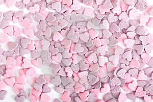 Purple and pink candy hearts