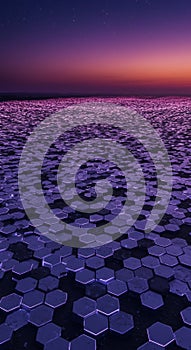 Purple and Pink Hexagonal Pattern Landscape at Night
