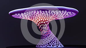 A purple and pink light up mushroom shaped table lamp, AI