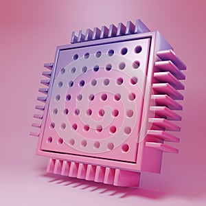 Purple-pink Processor icon isolated on pink background. CPU, central processing unit, microchip, microcircuit, computer