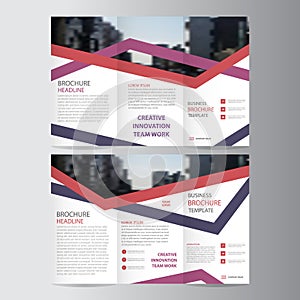 Purple pink red elegance business trifold business Leaflet Brochure Flyer template vector minimal flat design