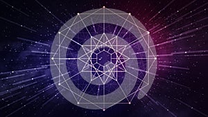 Purple and pink sacred geometry, space background - dodecagram, dodecagon