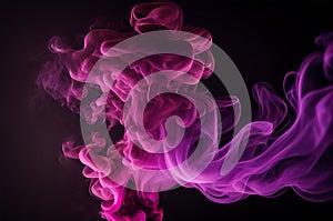 Purple and pink smoke on a dark black background